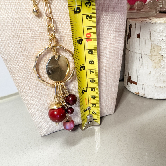 TALBOT'S Women's Pendant Charm Gold Plated Wine Necklace - Picture 4 of 5